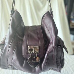 Vintage Y2K Betsey Johnson Plum Leather Shoulder Bag